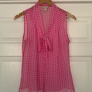 Banana Republic Pink Sleeveless Blouse Button Tie